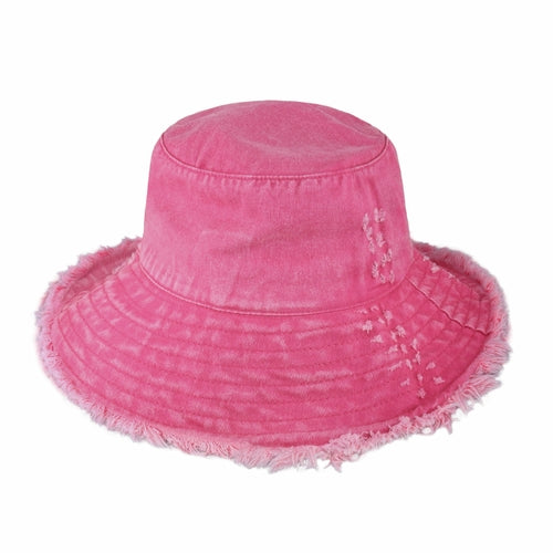 Wide Brim Frayed Bucket Hat - JSL FashionHatsJSL FashionCrimson Hector1 Pack - BH201CH