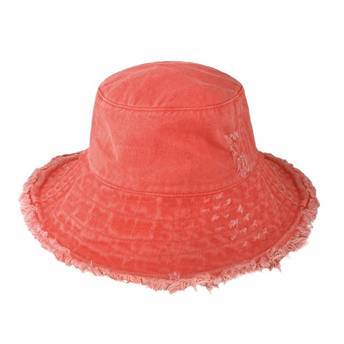 Wide Brim Frayed Bucket Hat - JSL FashionHatsJSL FashionCrimson Hector1 Pack - BH201SC