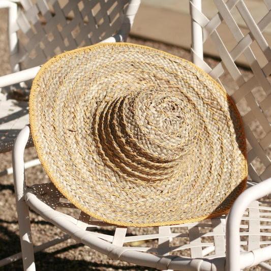 Balinese Pecatu Wide Round Straw Hat In Butter Yellow - JSL FashionHatsJSL FashionCocoa BrunnPecatuHat2