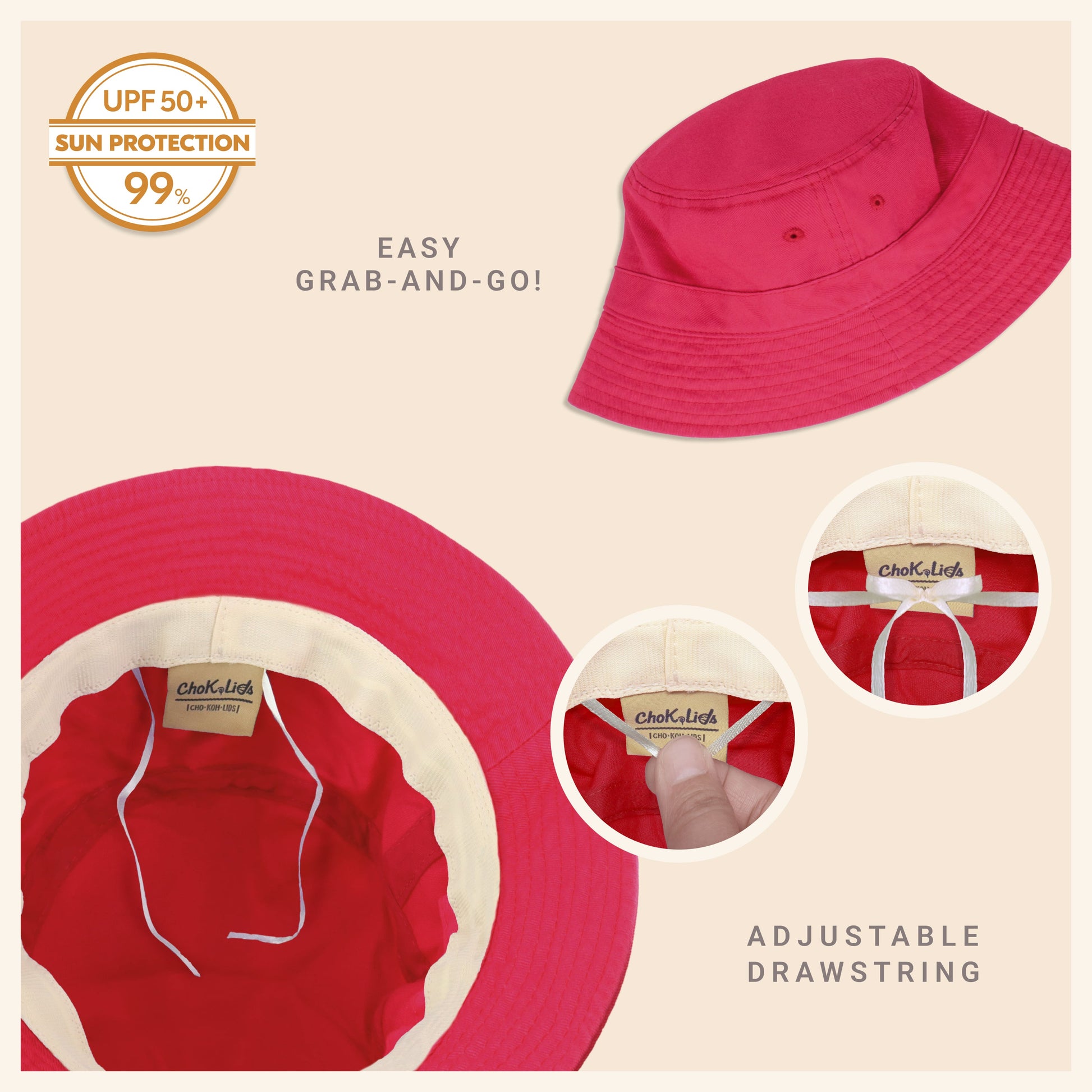 Classic Washed Cotton Bucket Hat - JSL FashionHatsJSL FashionCrimson Hector1 Pack - BH101BP