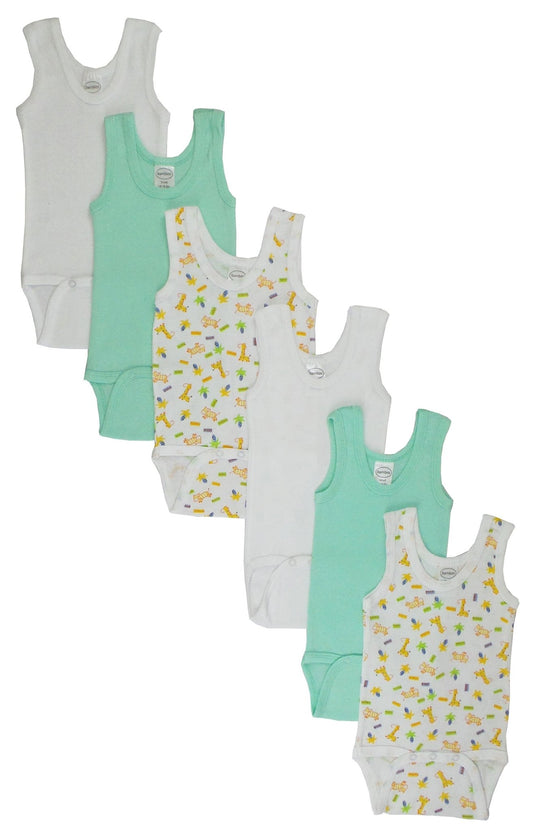 Boys' Printed Tank Top 6 Pack - JSL FashionBaby ClothingJSL FashionEmerald CloverLARGE - WHITE/BLUE