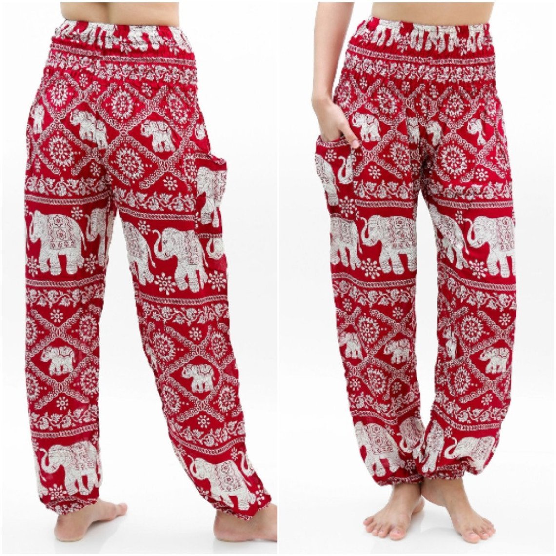 Burgundy ELEPHANT Pants Women Boho Pants Hippie Pants Yoga - JSL FashionPantsJSL FashionTan Smokeysp