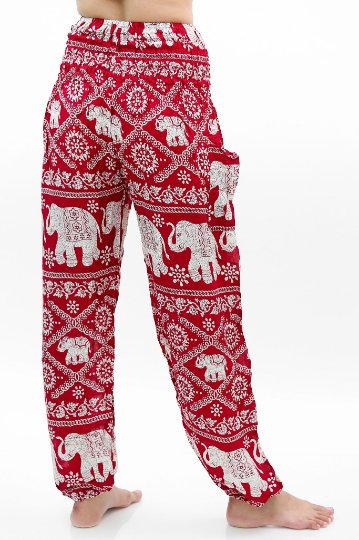 Burgundy ELEPHANT Pants Women Boho Pants Hippie Pants Yoga - JSL FashionPantsJSL FashionTan Smokeysp