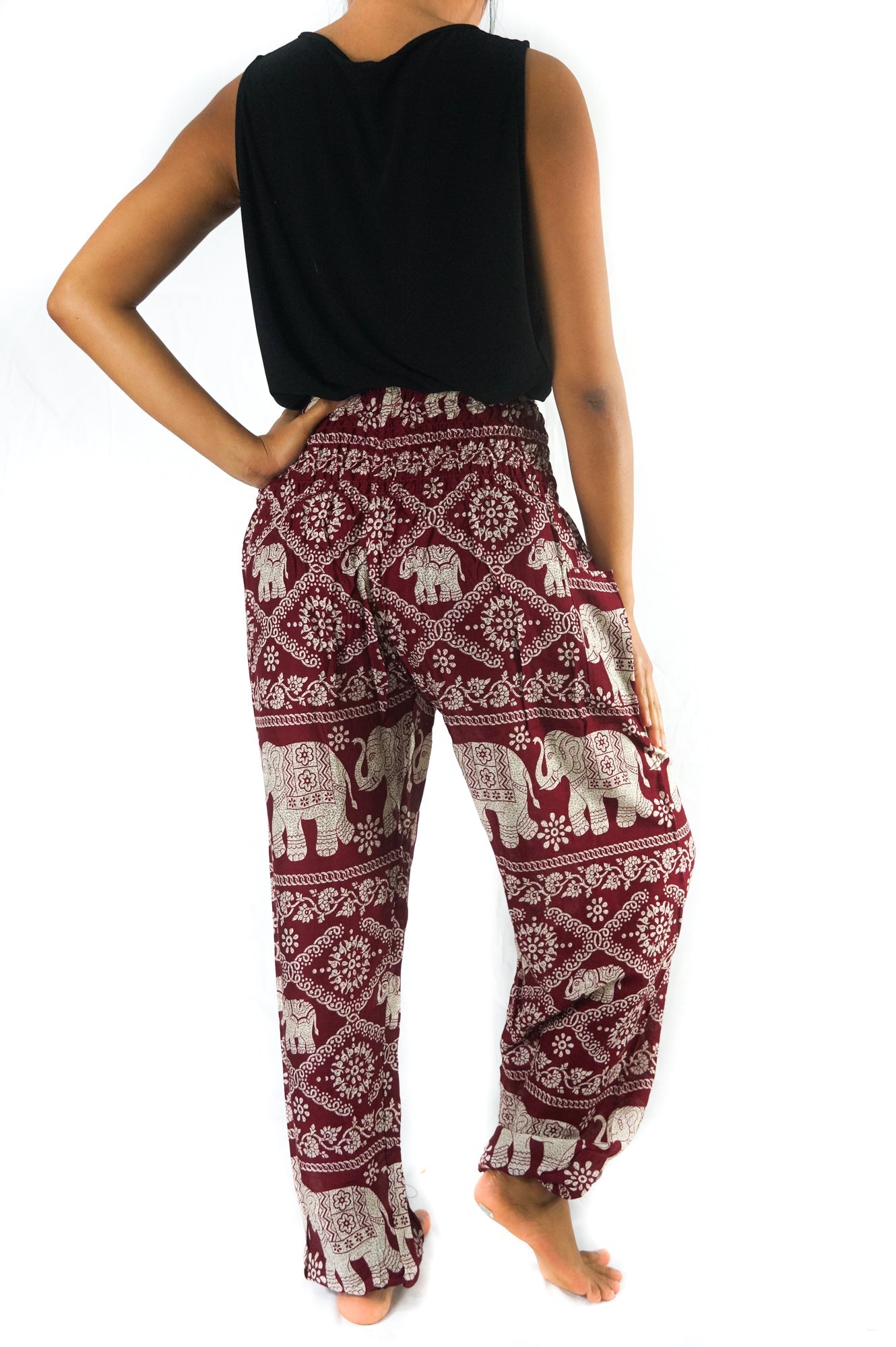 Burgundy ELEPHANT Pants Women Boho Pants Hippie Pants Yoga - JSL FashionPantsJSL FashionTan Smokeysp