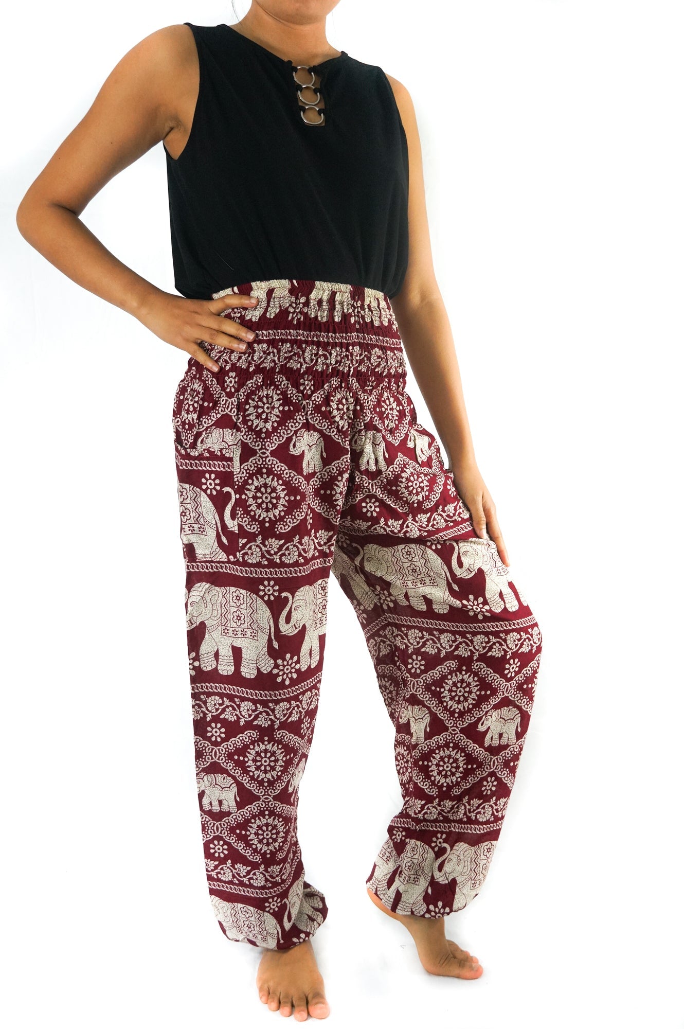 Burgundy ELEPHANT Pants Women Boho Pants Hippie Pants Yoga - JSL FashionPantsJSL FashionTan Smokeysp