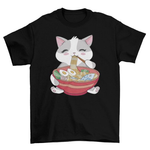 Cat animal eating ramen t-shirt - JSL FashionT-shirtsJSL FashionTurquoise TheseusVX288969UNGT1B00S