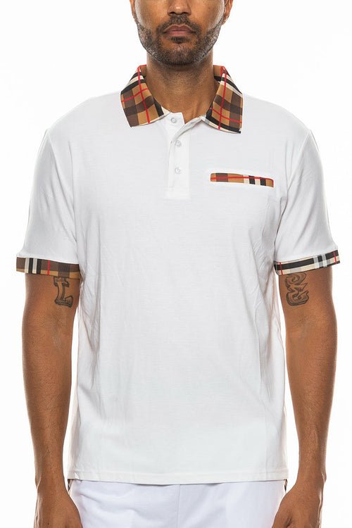 Checkered Detail Polo - JSL FashionMen's ClothingJSL FashionLime MiloEMT4102 - WHITE - 3XL