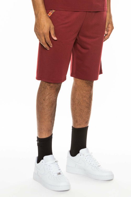 Checkered Detail Shorts - JSL FashionMen's ClothingJSL FashionLime MiloBURGUNDY - S