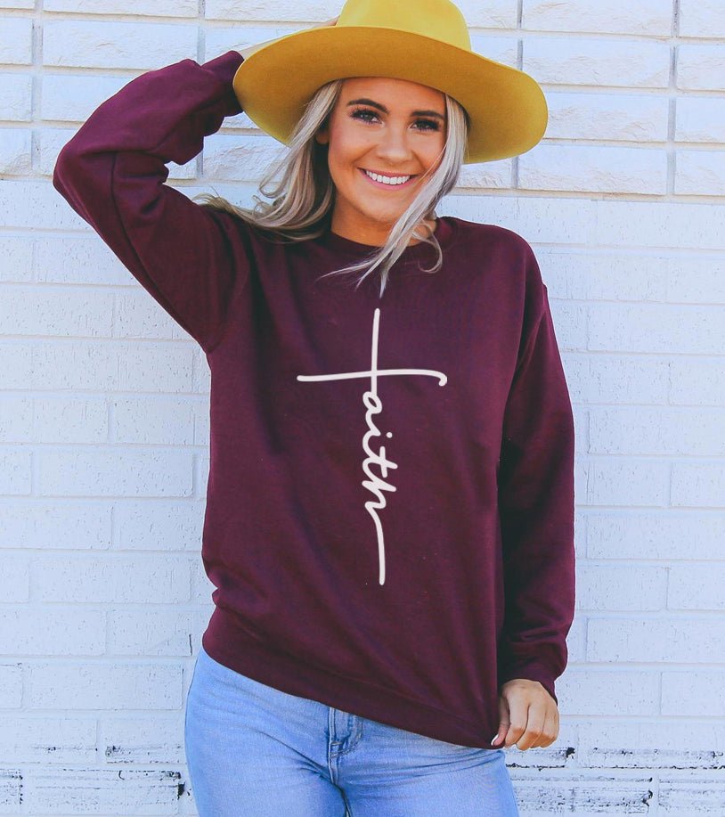 Faith Sweatshirt - JSL FashionSweaters & HoodiesJSL FashionAgateMAROON - 3XL