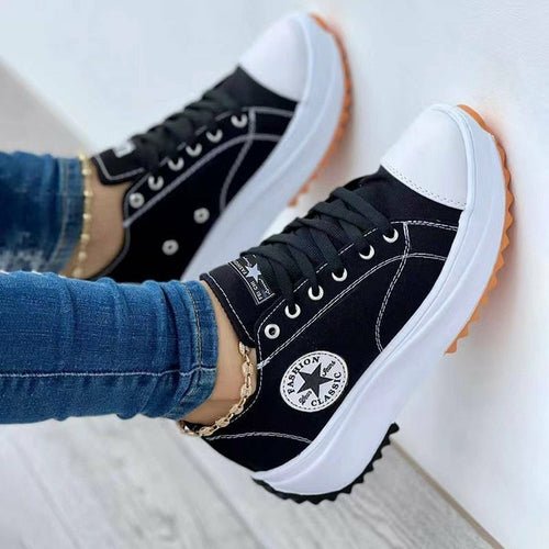 Flat Lace - Up Sneakers Pattern Canvas Casual Women Sport Shoes - JSL FashionSneakers & RunnersJSL FashionSilver Juneberry14:100018786#Black;200000124:698