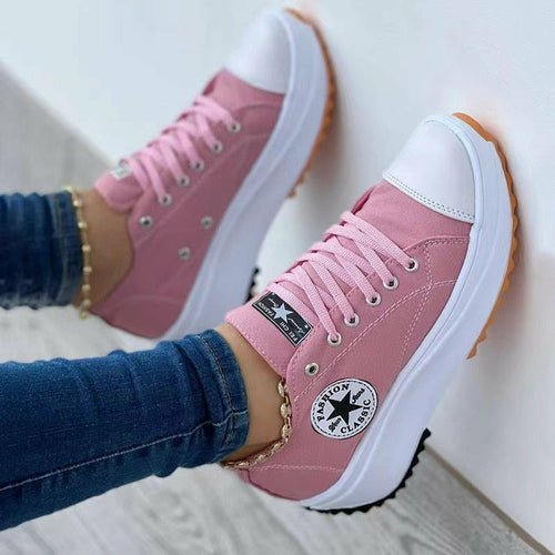 Flat Lace - Up Sneakers Pattern Canvas Casual Women Sport Shoes - JSL FashionSneakers & RunnersJSL FashionSilver Juneberry14:1052#Pink;200000124:698