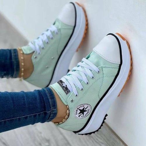 Flat Lace - Up Sneakers Pattern Canvas Casual Women Sport Shoes - JSL FashionSneakers & RunnersJSL FashionSilver Juneberry14:200006152#Light Green;200000124:698