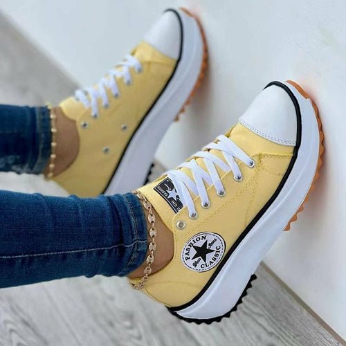 Flat Lace - Up Sneakers Pattern Canvas Casual Women Sport Shoes - JSL FashionSneakers & RunnersJSL FashionSilver Juneberry14:366#Yellow;200000124:698