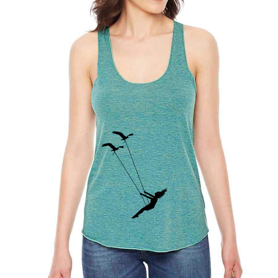 Flying bird swing racerback tank top - JSL FashionTank TopsJSL FashionIndigo TigerM - HEATHERGRAY