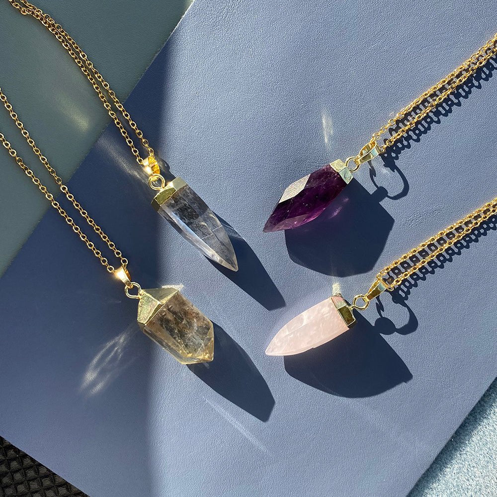 Glow Necklace - Crystal Quartz / Rose Quartz / Amethyst - JSL FashionNecklacesJSL FashionYellow AthenaAMETHYST