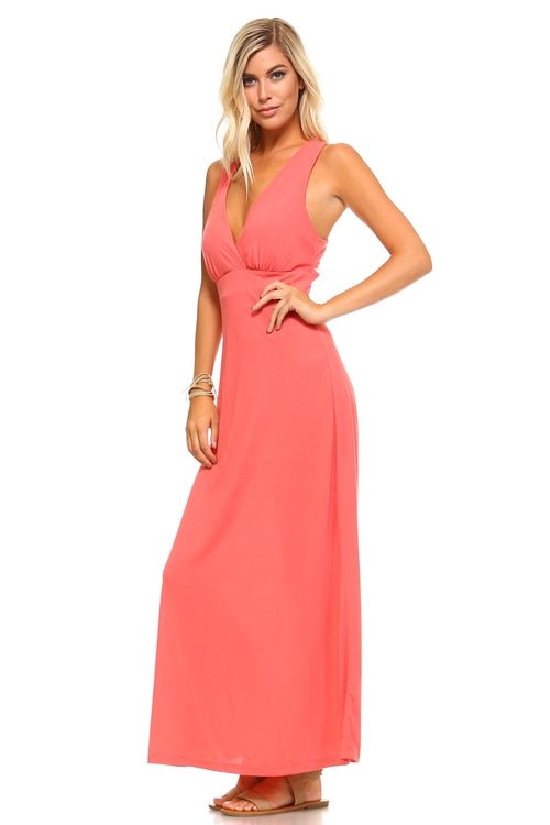 Halter Maxi Dress with Cross Back Straps - JSL FashionDressesJSL FashionIvory FelixDF226 - M - COR - M