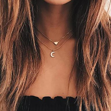 Moon and Heart Two Layer Necklace - JSL FashionNecklacesJSL FashionJasperGOLD