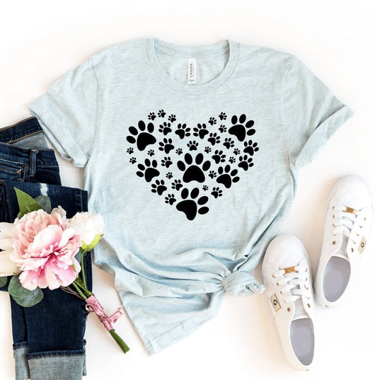 Paw Heart T-shirt - JSL FashionT-shirtsJSL FashionAgateL - HEATHER SUNSET