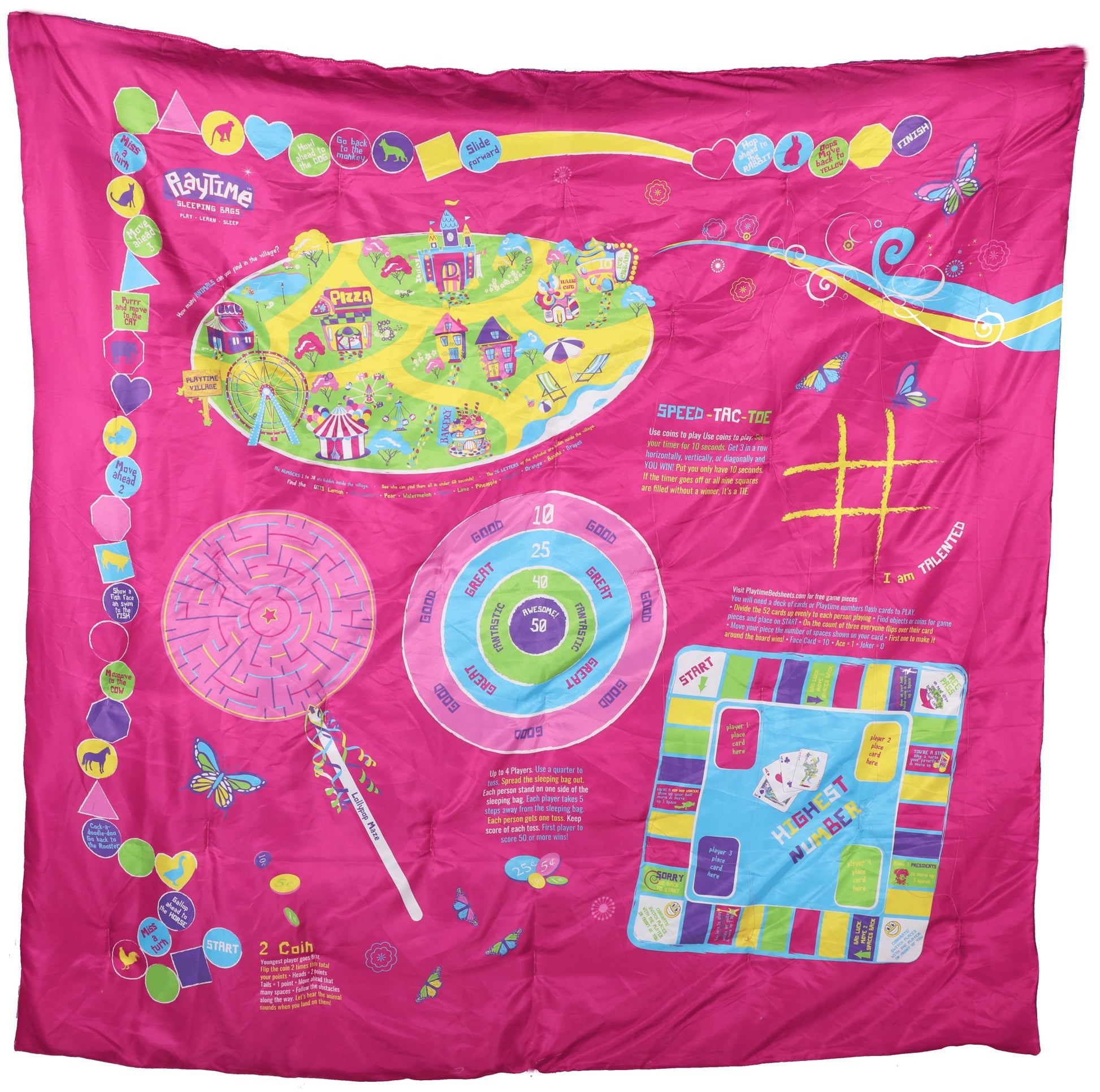 Playtime Reversible Slumber Bag. Over 35 Fun Interactive Games! - JSL FashionBlankets & PillowsJSL FashionPurple GaiaPTSBP