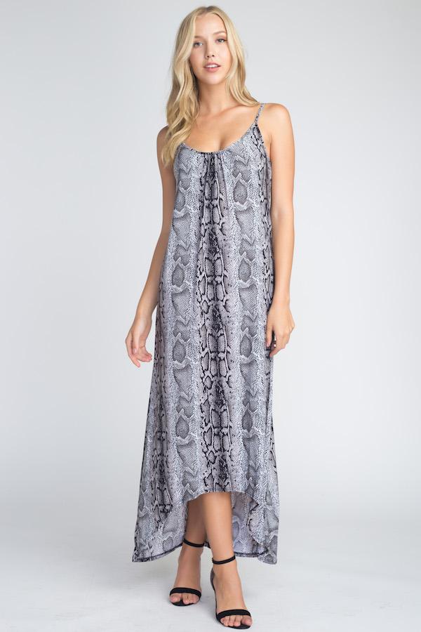 Snakeskin Print Maxi Tank Dress - JSL FashionDressesJSL FashionIvory FelixMMD4169 - BLK - S