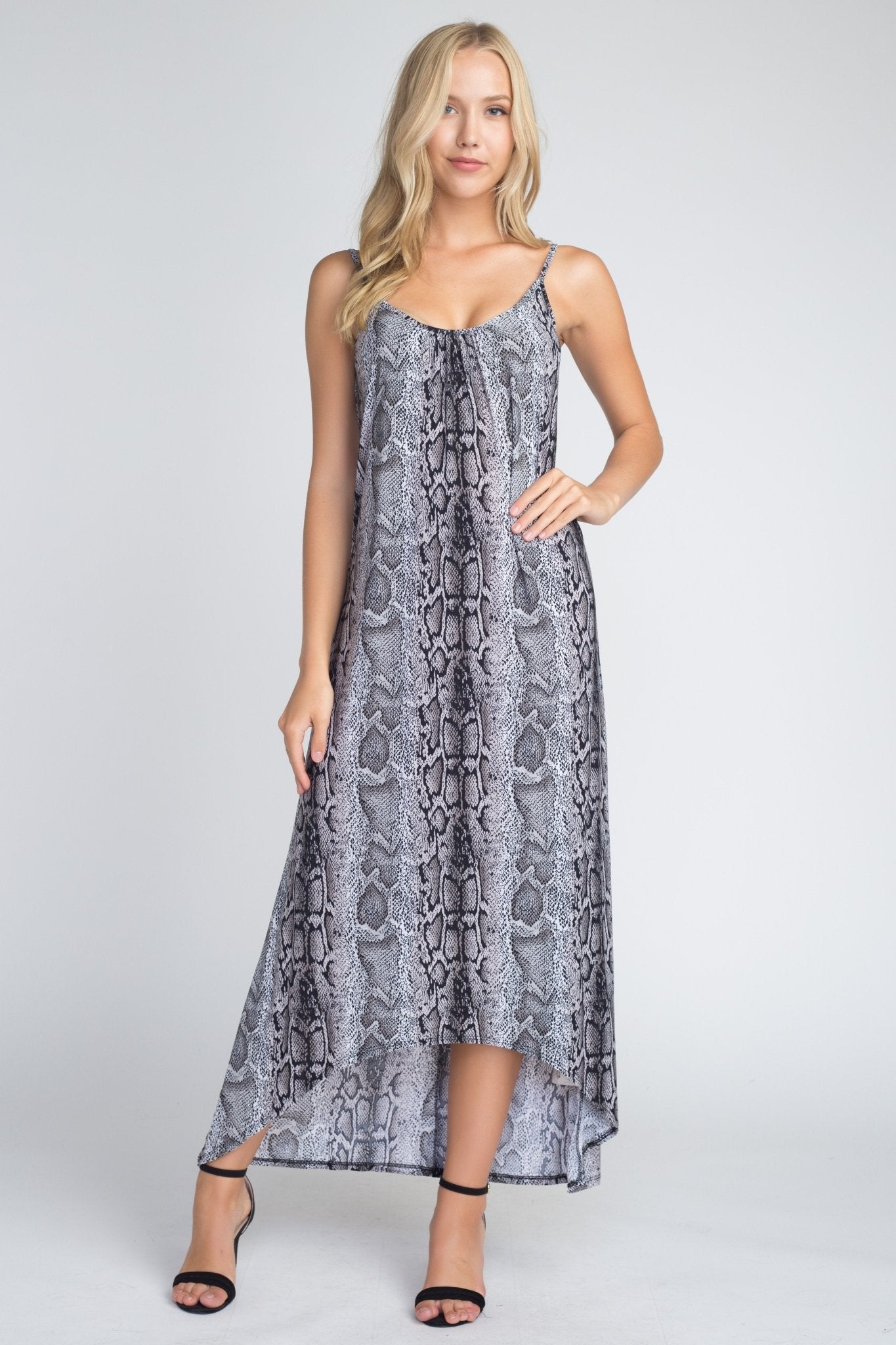 Snakeskin Print Maxi Tank Dress - JSL FashionDressesJSL FashionIvory FelixMMD4169 - BLK - S