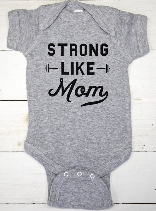 Strong Like Mom Baby Bodysuit - JSL FashionKids & BabiesJSL FashionOrange ApolloWHITE - 24M