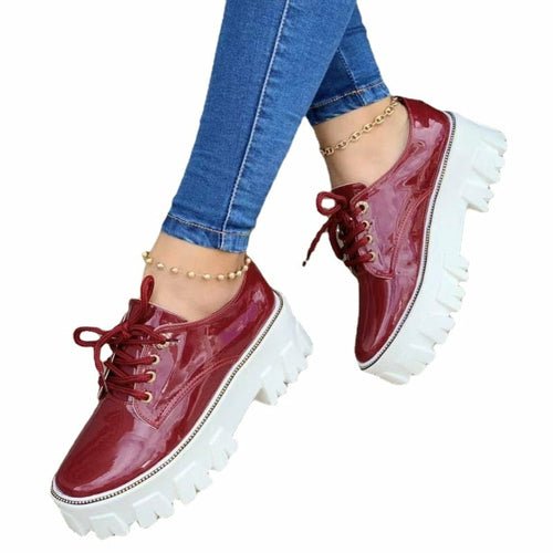 Thick Heel Flat Platform Oxford Women Shoes - JSL FashionFootwearJSL FashionCoffee Jasper14:10#Wine Red;200000124:1583;200007763:201441035