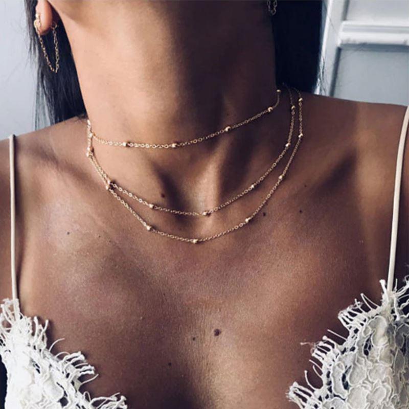 Three Layer Beaded Choker Necklace - JSL FashionNecklacesJSL FashionJasperSILVER