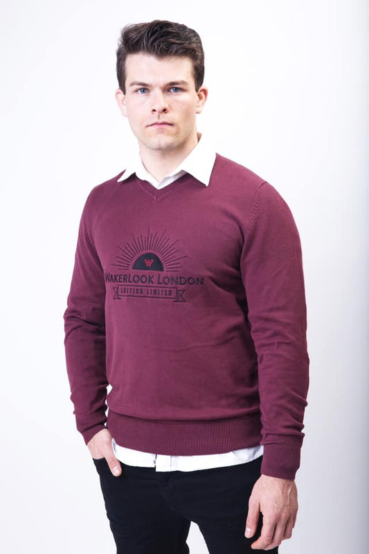 Wakerlook MENS COTTON BLEND Burgundy SWEATER - JSL FashionMensJSL FashionSky Blue SaffronWKL400WJ02