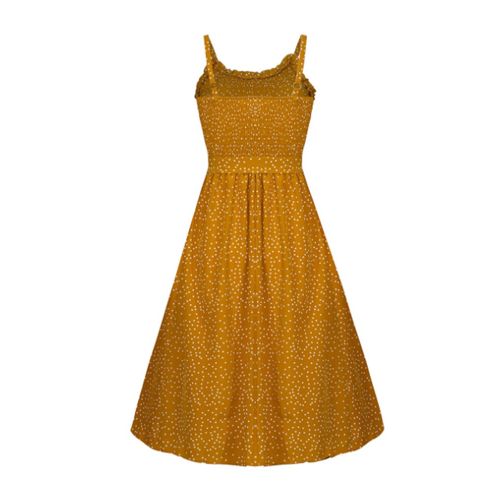 Women Spaghetti Straps Polka Dot Maxi Dress - JSL FashionDressesJSL FashionYellow PandoraSPCSY220308B2 - YLW - XS