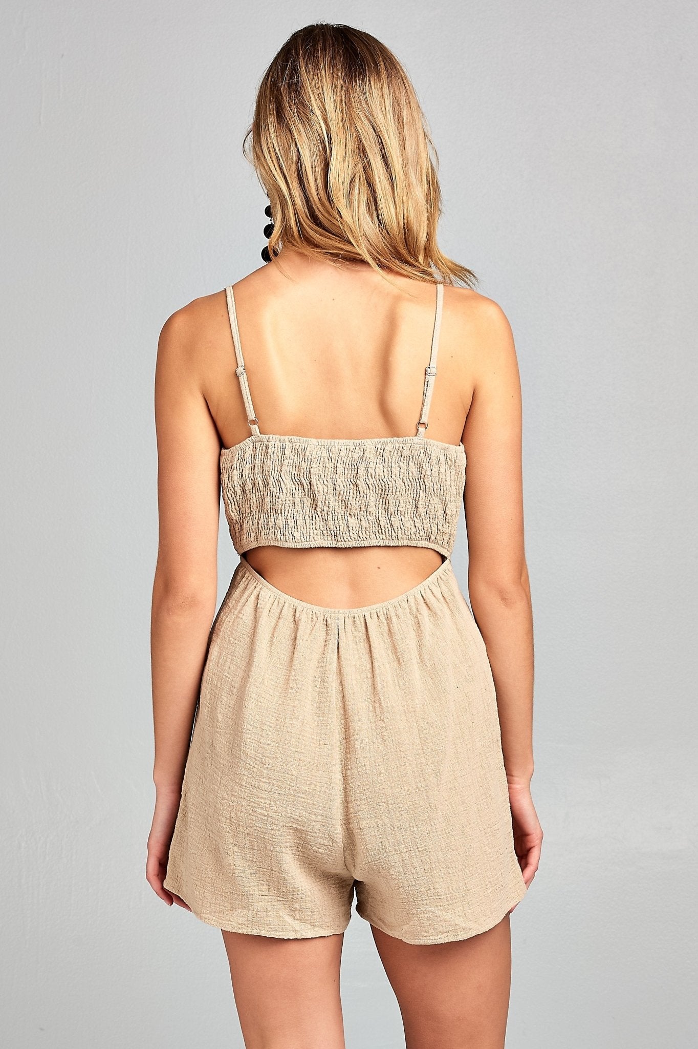 Women's Front Tie Tank Romper with Open back - JSL FashionJumpsuits & RompersJSL FashionIvory FelixMM3361 - NVY - M