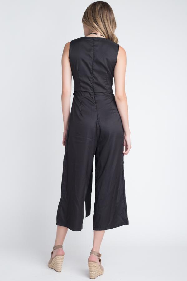 Women's Sleeveless Tie Jumpsuit with Slit - JSL FashionJumpsuits & RompersJSL FashionIvory FelixEA834513 - GRN - ML