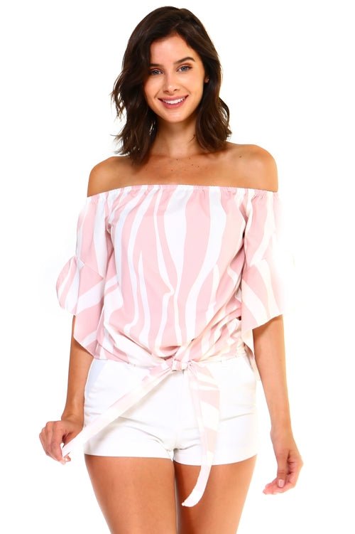 Women's Strapless Striped Bandage Blouse - JSL FashionTops & BlousesJSL FashionIvory FelixMM31971658 - PNK - M