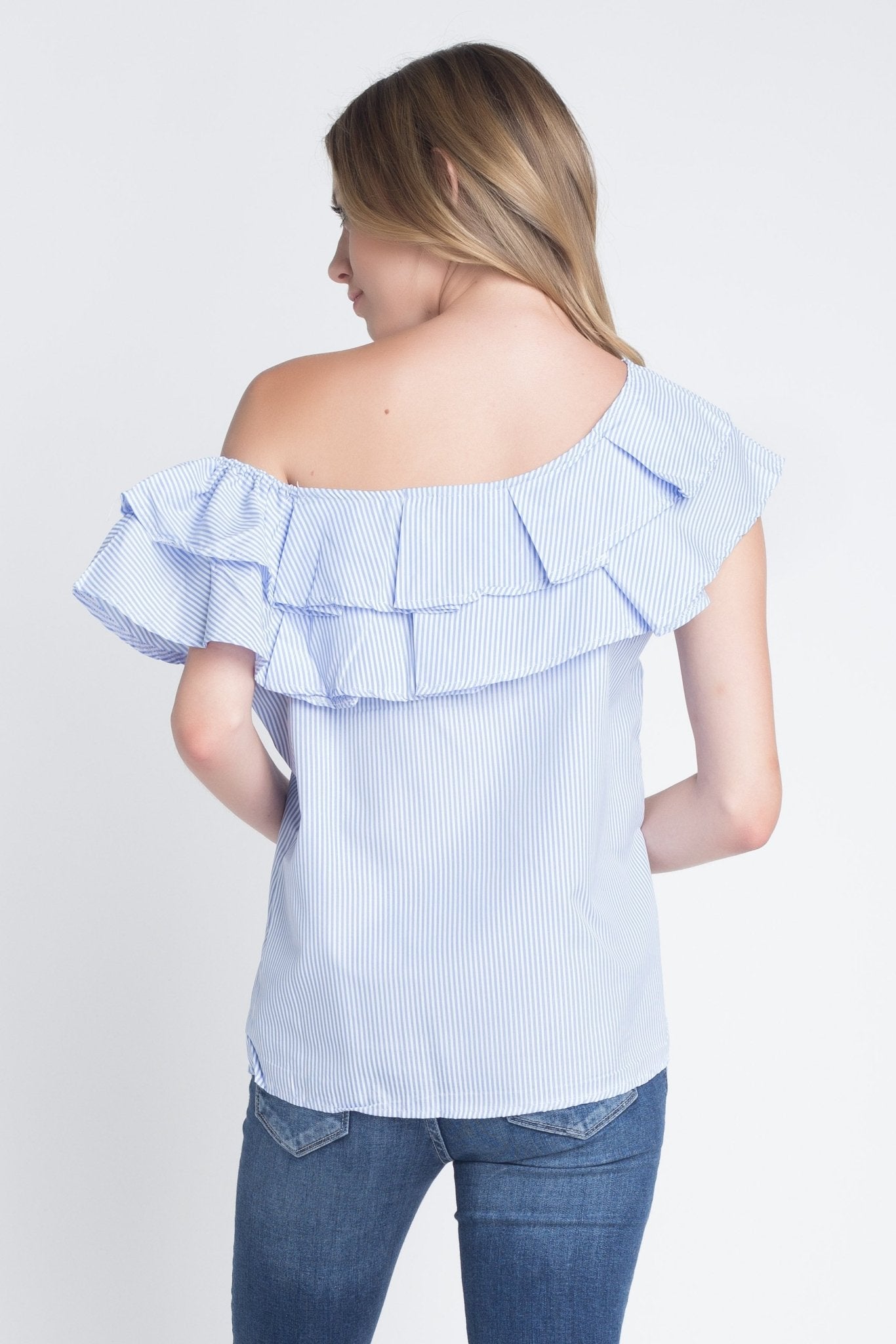 Women's Striped Off Shoulder Ruffle Stripe Blouse - JSL FashionTops & BlousesJSL FashionIvory FelixMM31971640 - WHB - S