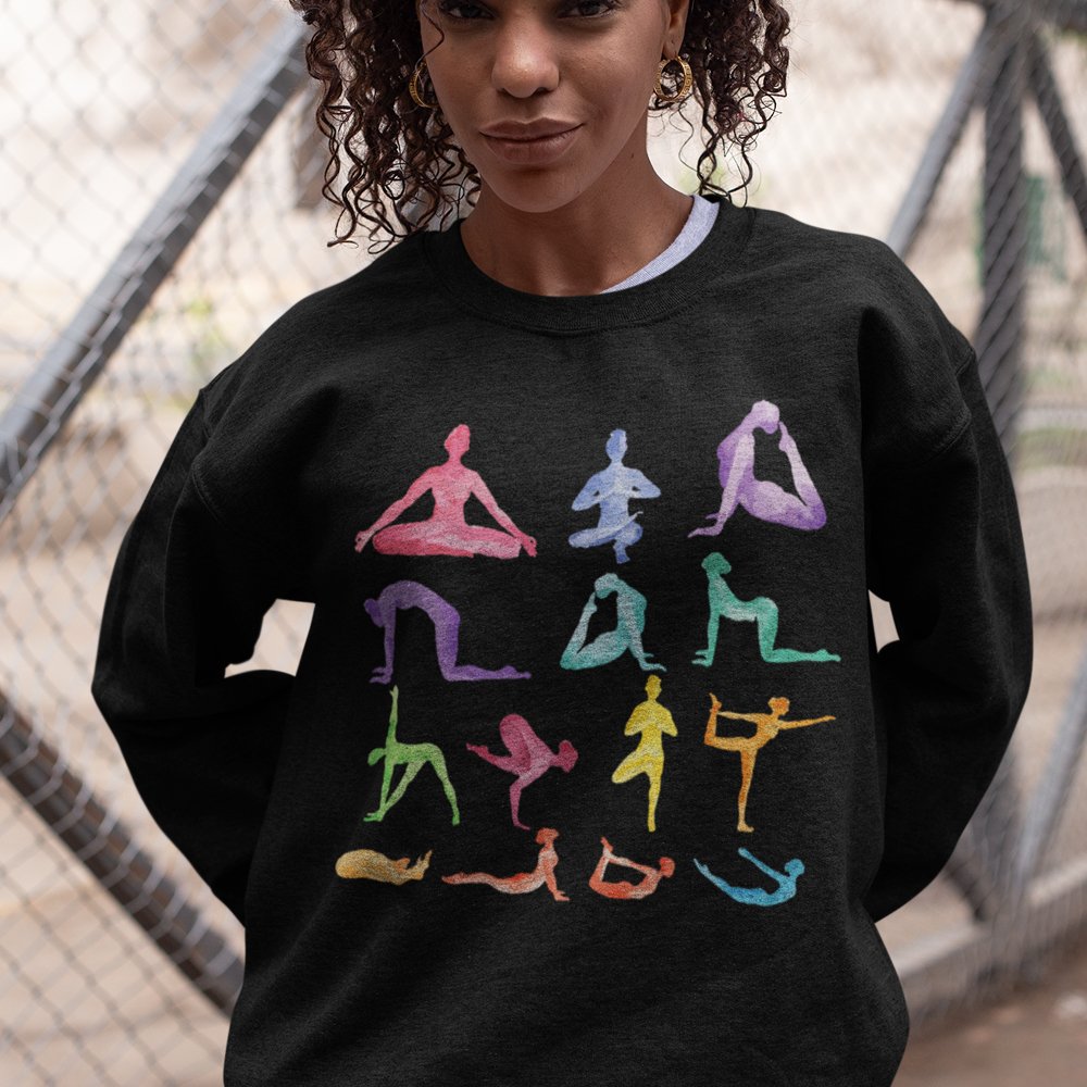 Yoga Theme Crewneck Sweatshirt - JSL FashionSweaters & HoodiesJSL FashionYellow Pandora2222924849